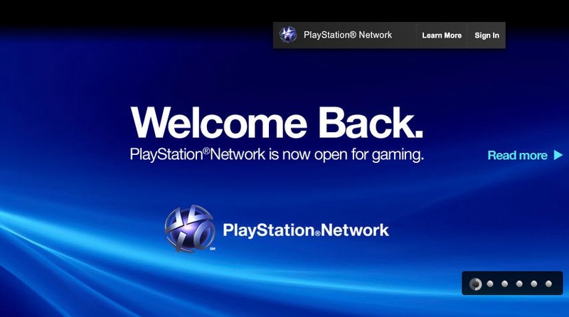 Скриншот главной странички сервиса Sony PSN.