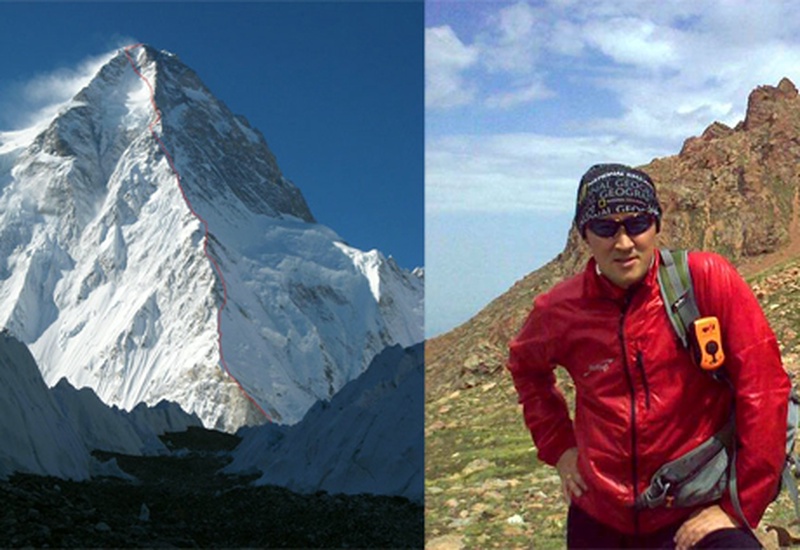 Маршрут по северному гребню на вершину К-2 (слева). Максут Жумаев на Альпинграде. Фото с сайта kazpatriot.kz
