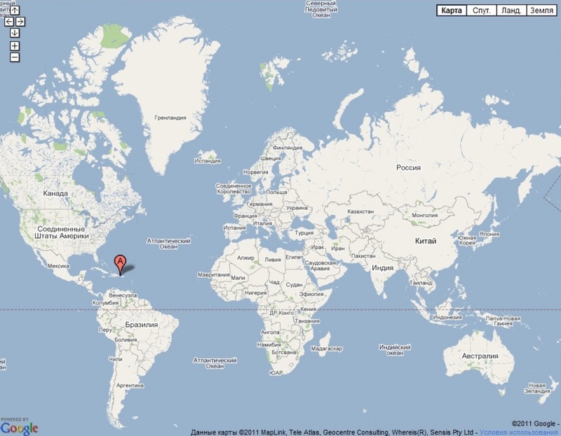 Доминикана на карте мира. Скриншот сайта maps.google.com