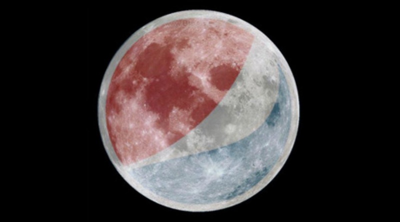Изображение логотипа американской компании Pepsi на видимом диске Луны