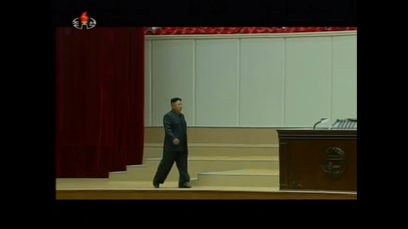 Хромающий Ким Чен Ын в мавзолее в Пхеньяне. Кадр: youtube.com