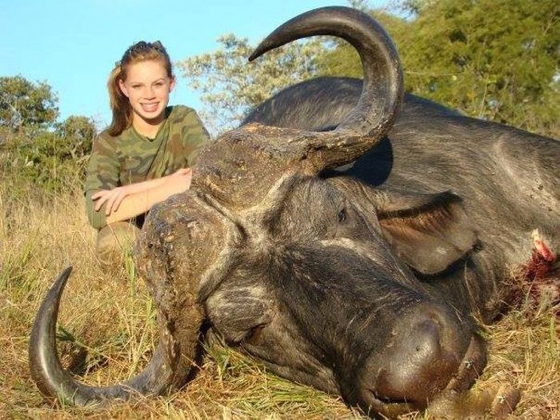 Кендалл Джонс позирует рядом с убитым ею буйволом. © facebook.com/kendalltakeswild