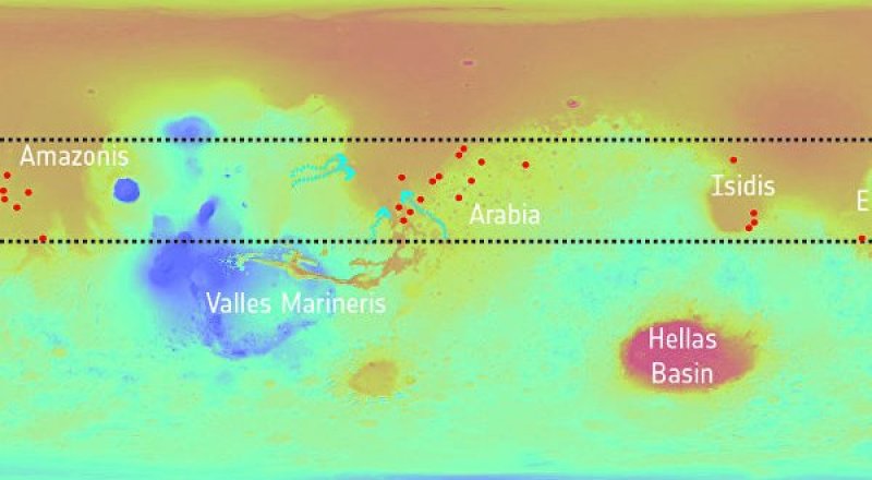 © NASA / MGS/MOLA; Crater distribution: F. Salese et al (2019)