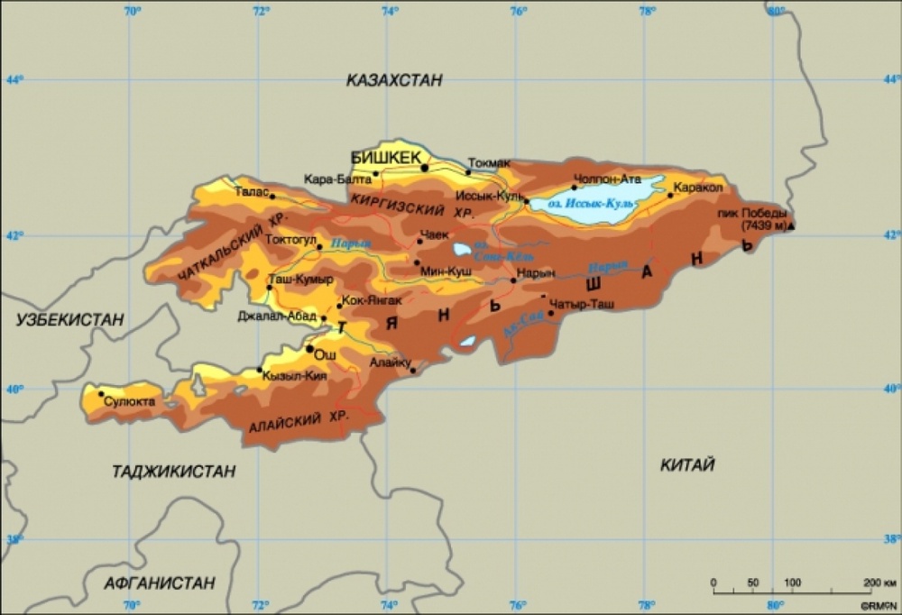 Карта Кыргызстана с сайта badnews.org.ru