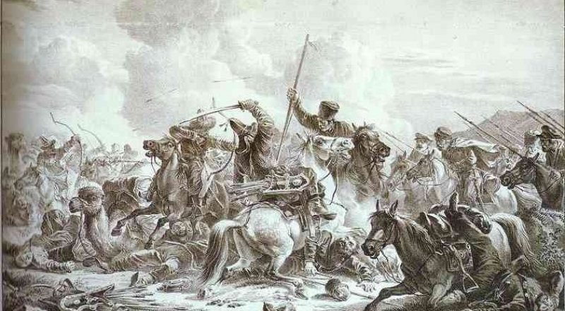 Картина "Битва казаков с киргизами" Александра Орловского (в царской России казахов называли киргизами)