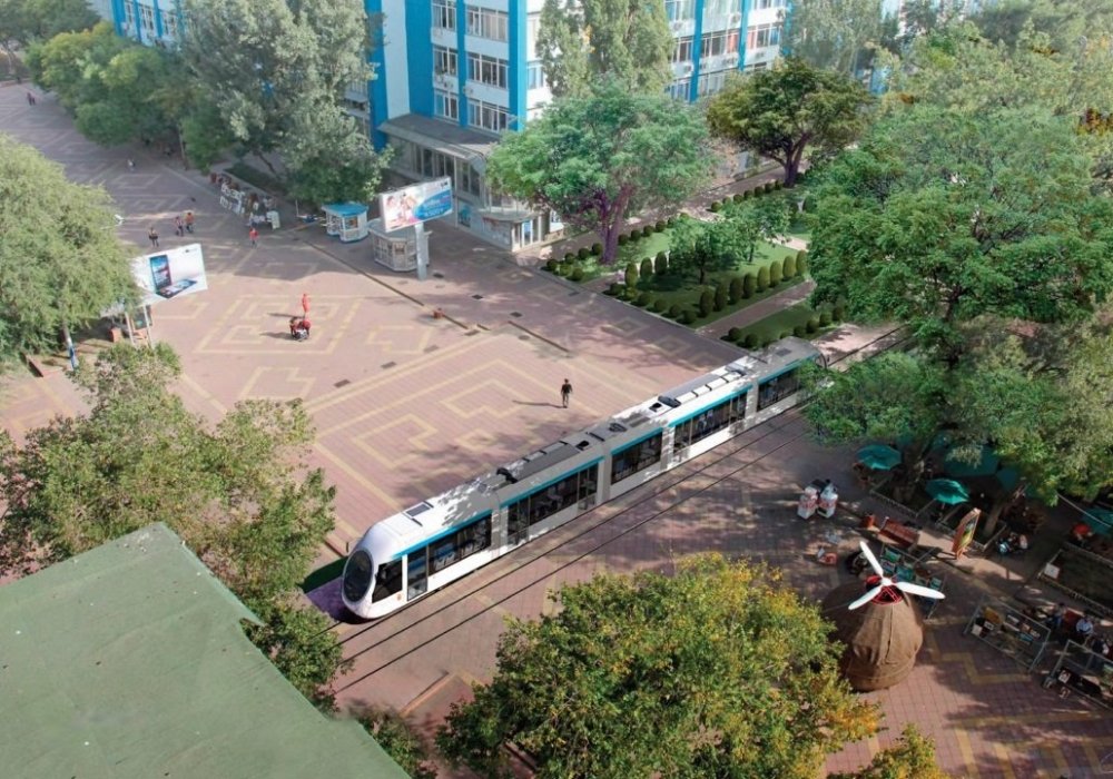 Эскиз LRT предоставлен управлением пассажирского транспорта и дорог Алматы