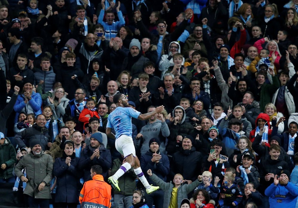 Нападающий "Манчестер Сити" Рахим Стерлинг в матче против "Аталанты". © Reuters