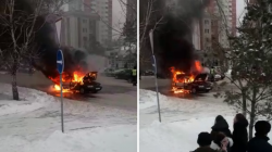 Автомобиль загорелся в центре Нур-Султана