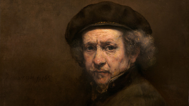 Автопортрет Рембрандта в берете с поднятым воротником